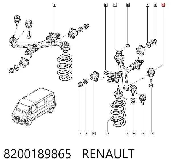 Сайлентблок переднього верхнього важеля 8200189865 Renault (RVI)