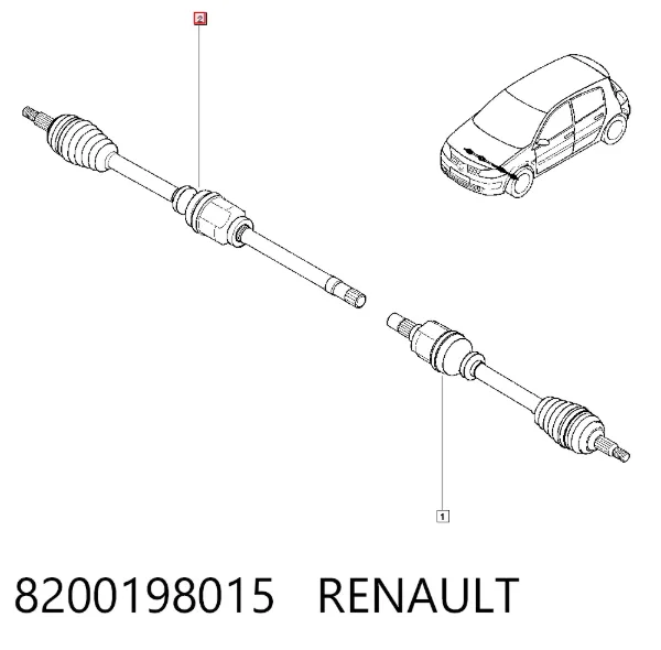 Піввісь права 8200198015 Renault (RVI)