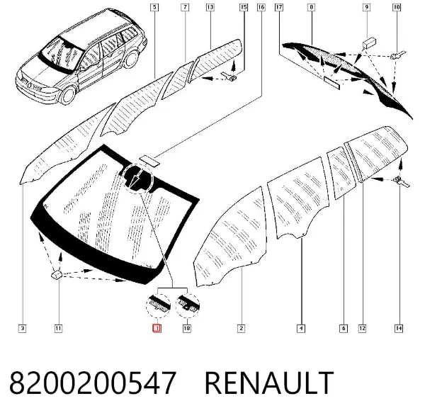 Лобове скло 8200200547 Renault (RVI)