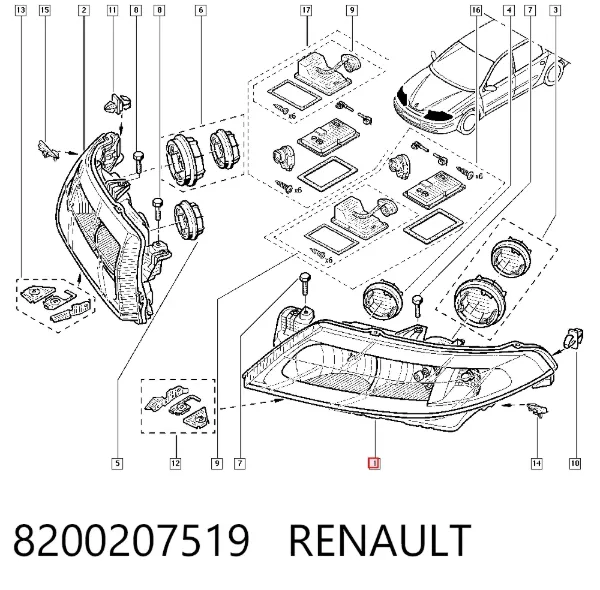 Фара ліва 8200207519 Renault (RVI)