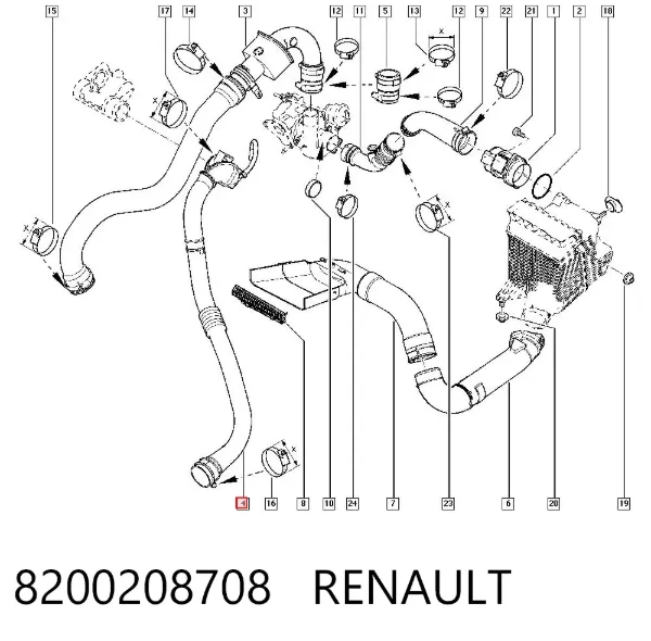 Шланг/патрубок интеркуллера 8200208708 Renault (RVI)