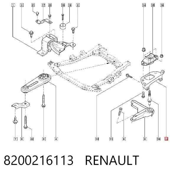 Кронштейн подушки (опори) двигуна, лівої 8200216113 Renault (RVI)