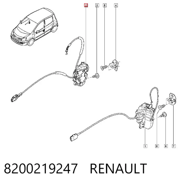 Замок дверки правої передньої 8200219247 Renault (RVI)