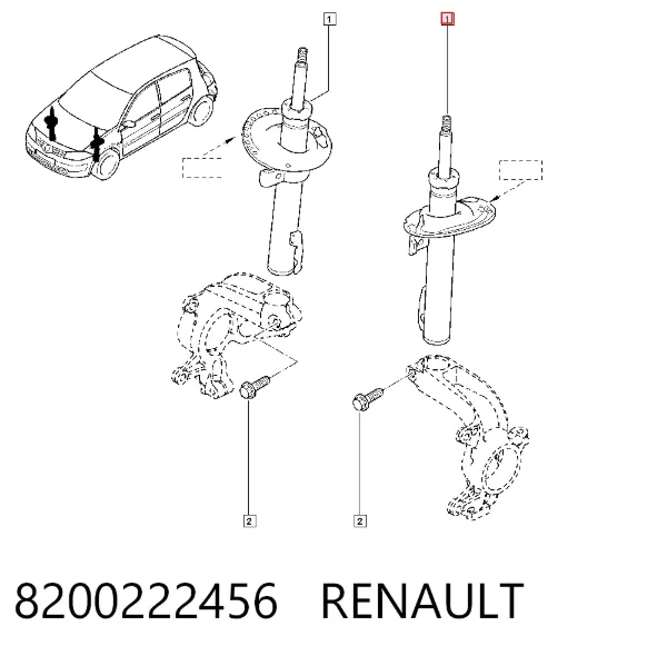 Амортизатор передній 8200222456 Renault (RVI)