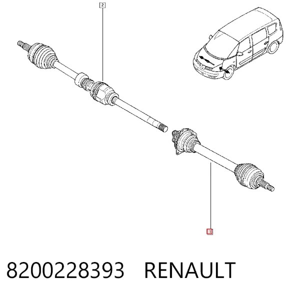 Ліва піввісь 8200228393 Renault (RVI)