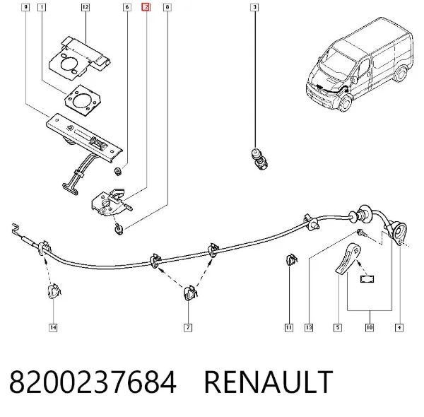 Трос капота 8200237684 Renault (RVI)