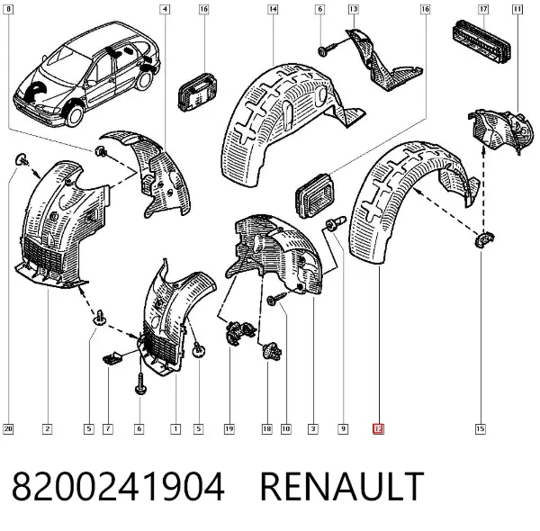 Підкрилок заднього крила, лівий 8200241904 Renault (RVI)