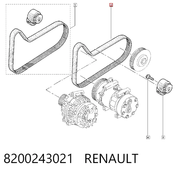 Ремінь генератора 8200243021 Renault (RVI)