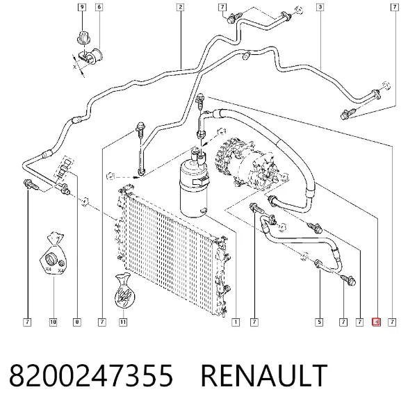 Шланг кондиціонера, від випарника до компресора 8200247355 Renault (RVI)