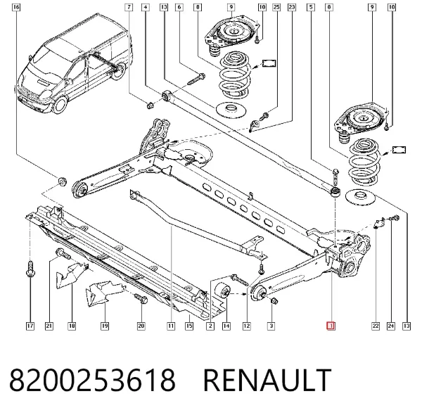 Балка задня 8200253618 Renault (RVI)