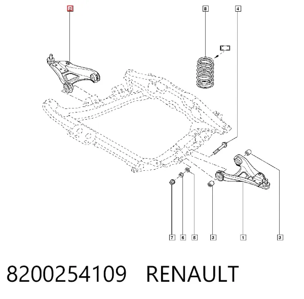 Важіль передньої підвіски нижній, правий 8200254109 Renault (RVI)