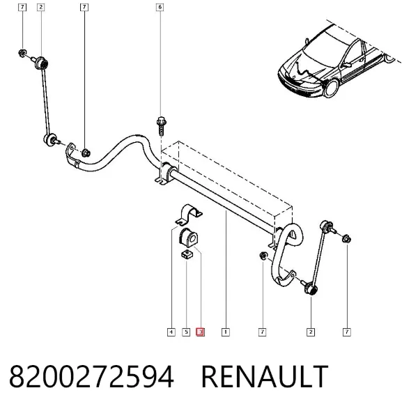 Втулка переднього стабілізатора 8200272594 Renault (RVI)