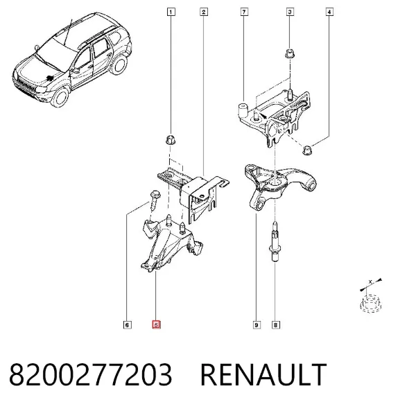 Кронштейн подушки (опори) двигуна, лівої 8200277203 Renault (RVI)