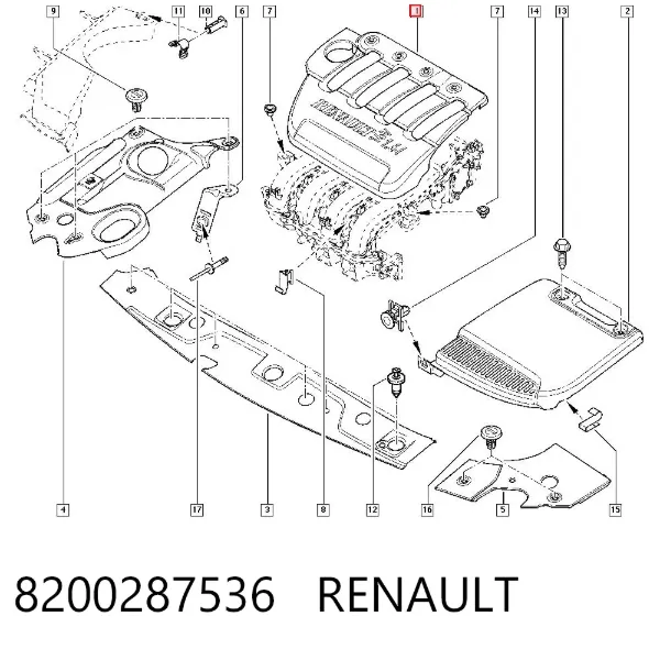 Кришка двигуна декоративна 8200287536 Renault (RVI)
