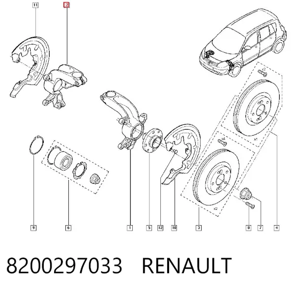 Цапфа - поворотний кулак передній, правий 8200297033 Renault (RVI)