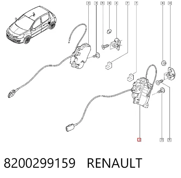 Замок задньої двері, лівої 8200299159 Renault (RVI)