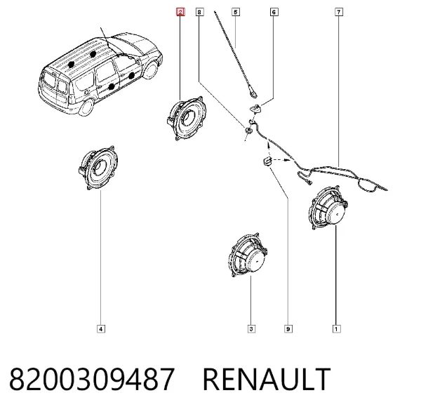 Динамік передньої двері 8200309487 Renault (RVI)