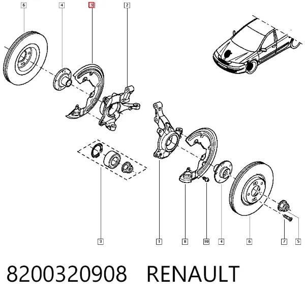 Захист гальмівного диска, переднього, правого 8200320908 Renault (RVI)