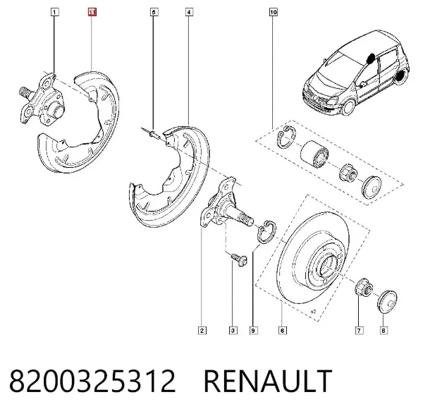 Захисний кожух гальмівного диска, заднього 8200325312 Renault (RVI)