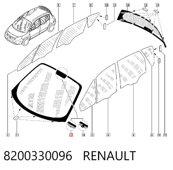 Лобове скло 8200330096 Renault (RVI)