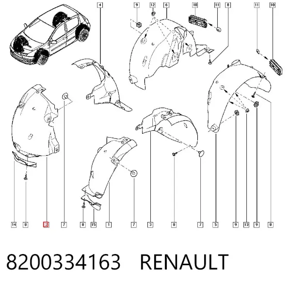 Підкрилок переднього крила, правий передній 8200334163 Renault (RVI)