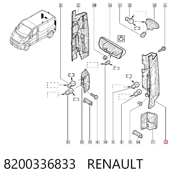 Ліхтар задній лівий, верхній 8200336833 Renault (RVI)