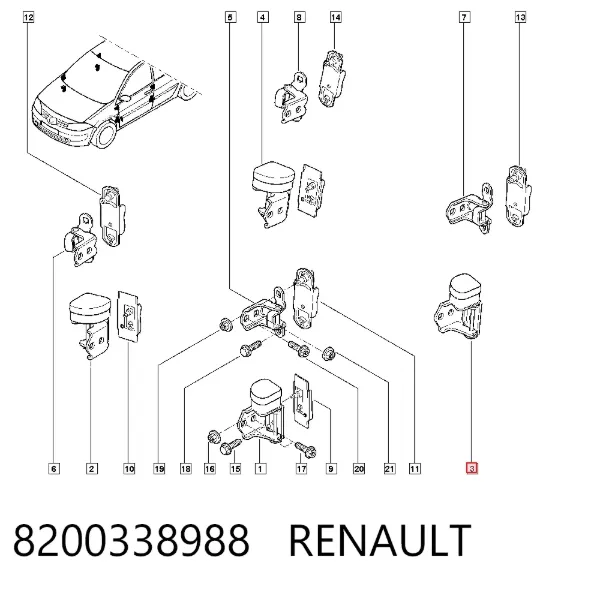 Петля заднтої двері, лівої 8200338988 Renault (RVI)