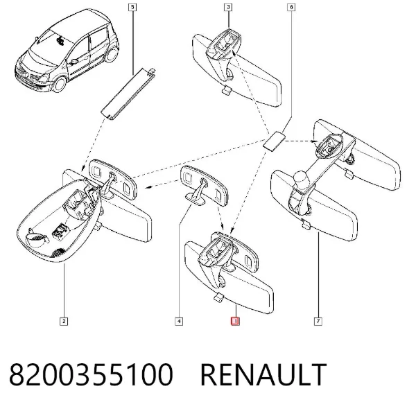 Дзеркало салону 8200355100 Renault (RVI)