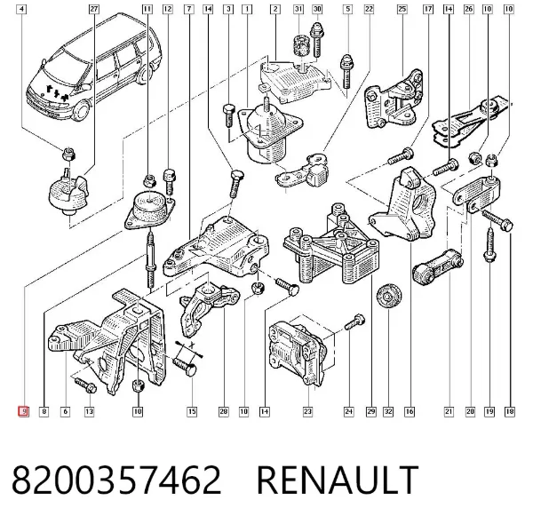 Подушка (опора) двигуна, ліва 8200357462 Renault (RVI)