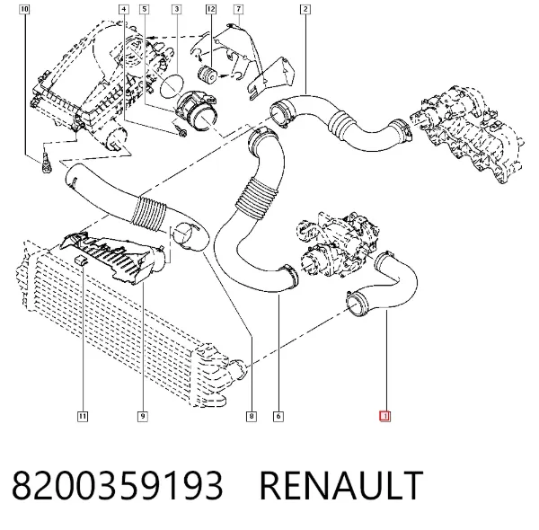 Шланг/патрубок интеркуллера 8200359193 Renault (RVI)