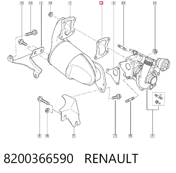 Прокладка турбіни вихлопних газів, впуск 8200366590 Renault (RVI)