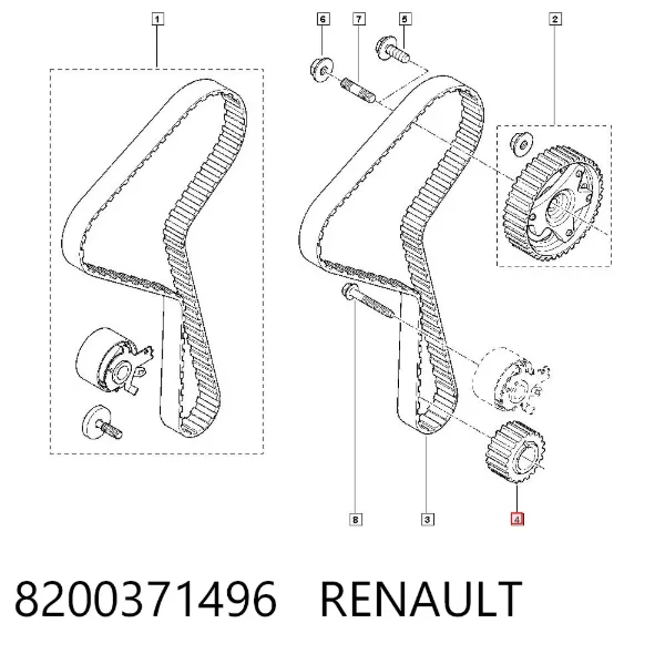 Зірка-шестерня приводу коленвалу двигуна 8200371496 Renault (RVI)