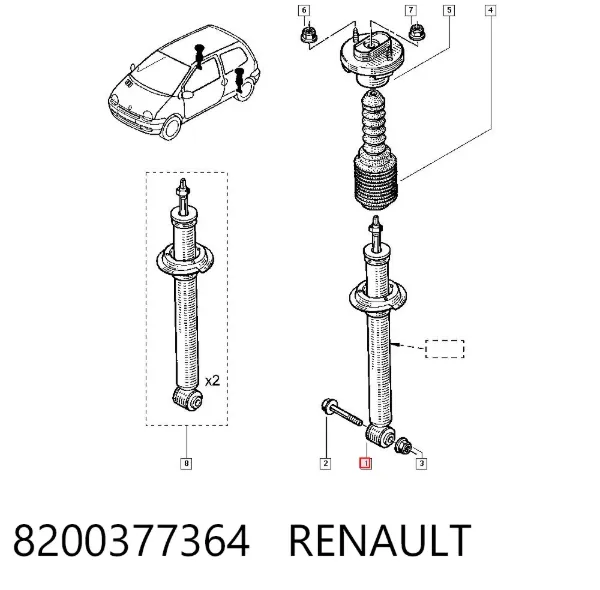 Амортизатор задній 8200377364 Renault (RVI)