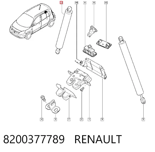 Амортизатор багажника 8200377789 Renault (RVI)