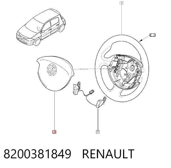 Подушка безпеки, водійська, AIRBAG 8200381849 Renault (RVI)