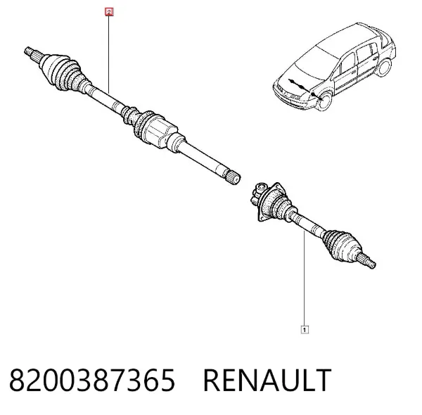 Піввісь права 8200387365 Renault (RVI)
