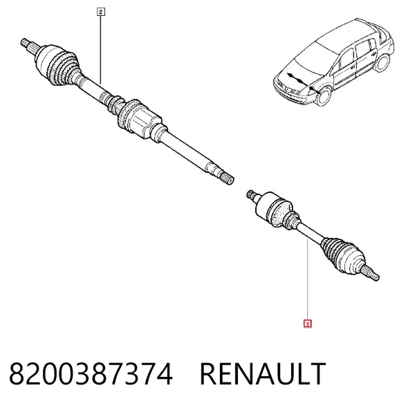 Ліва піввісь 8200387374 Renault (RVI)