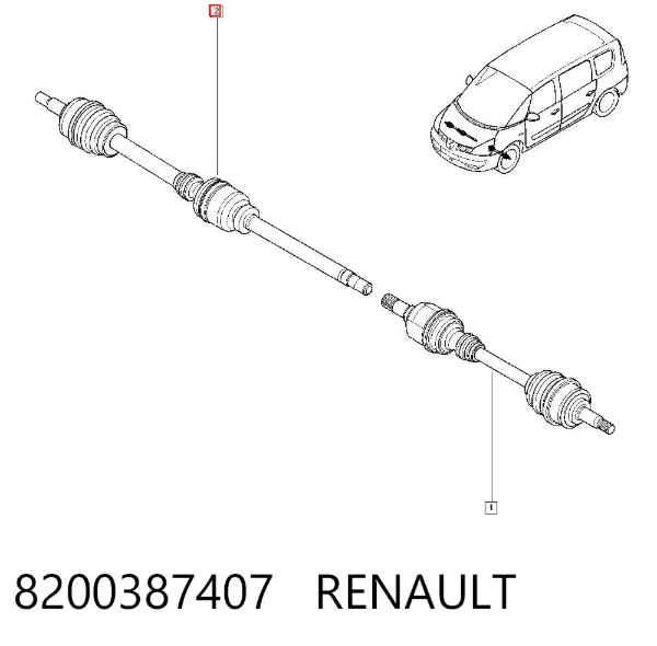 Піввісь права 8200387407 Renault (RVI)