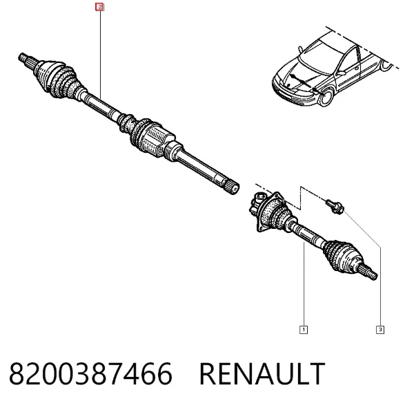 Піввісь права 8200387466 Renault (RVI)