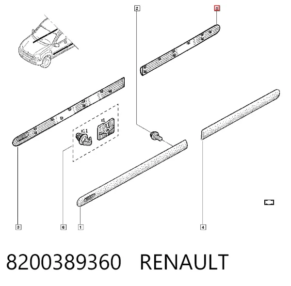 Молдинг задніх правих дверей 8200389360 Renault (RVI)
