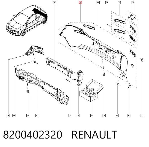 Задній бампер 8200402320 Renault (RVI)