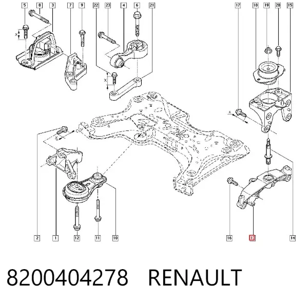 Кронштейн подушки КПП, лівий 8200404278 Renault (RVI)