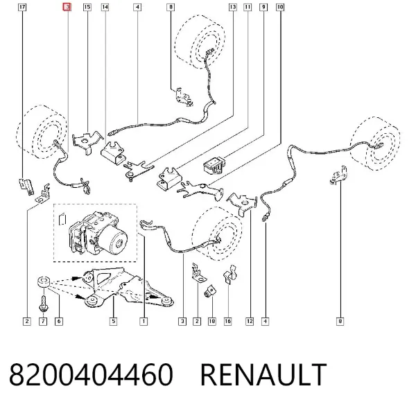 Датчик АБС передній 8200404460 Renault (RVI)