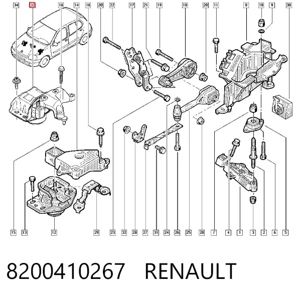 Подушка (опора) двигуна, права 8200410267 Renault (RVI)