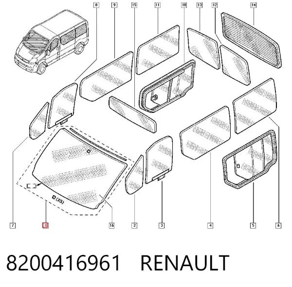 Лобове скло 8200416961 Renault (RVI)