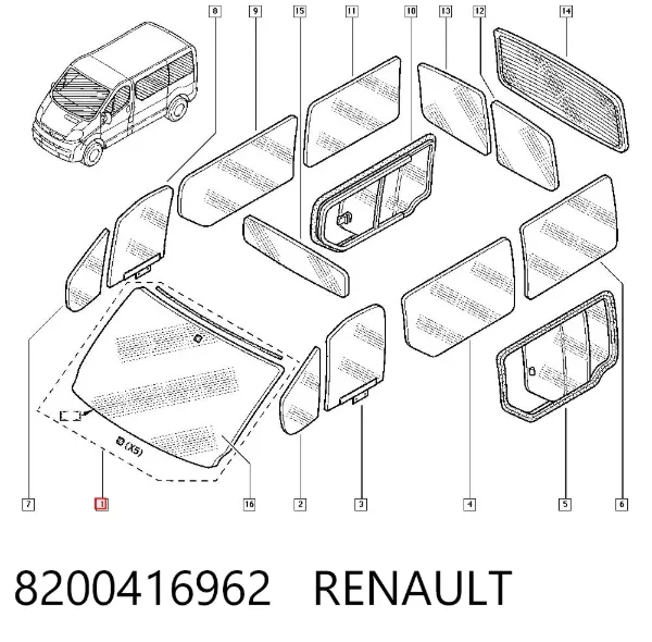 Лобове скло 8200416962 Renault (RVI)