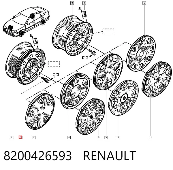 Колісний болт 8200426593 Renault (RVI)