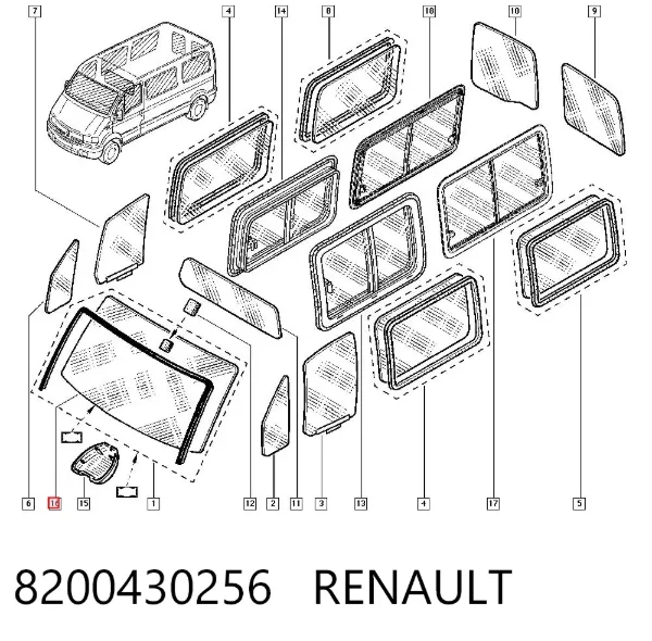Лобове скло 8200430256 Renault (RVI)