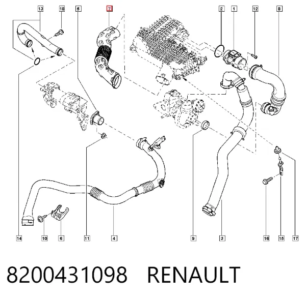 Патрубок повітряний, вхід повітряного фільтра 8200431098 Renault (RVI)
