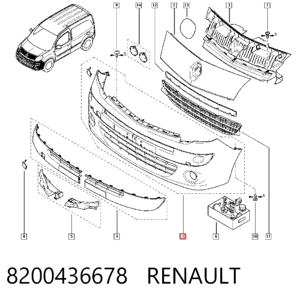 Передній бампер 8200436678 Renault (RVI)